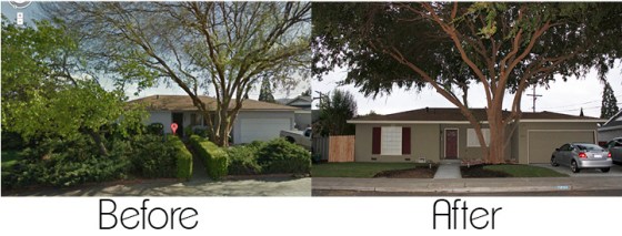 Front yard before/after